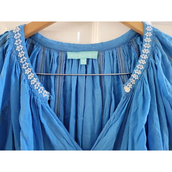 Melissa Obabash Angel Blue Peasant Blouse boho One Size fits all - Picture 3 of 9